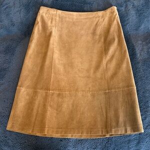 Vintage Ann Taylor Authentic Suede Skirt with Exposed Stitching, Size 6